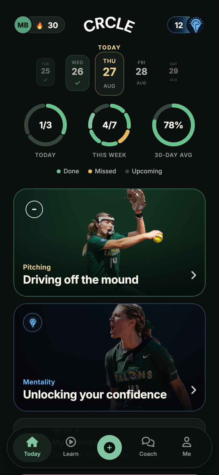 The CRCLE app home screen on a phone