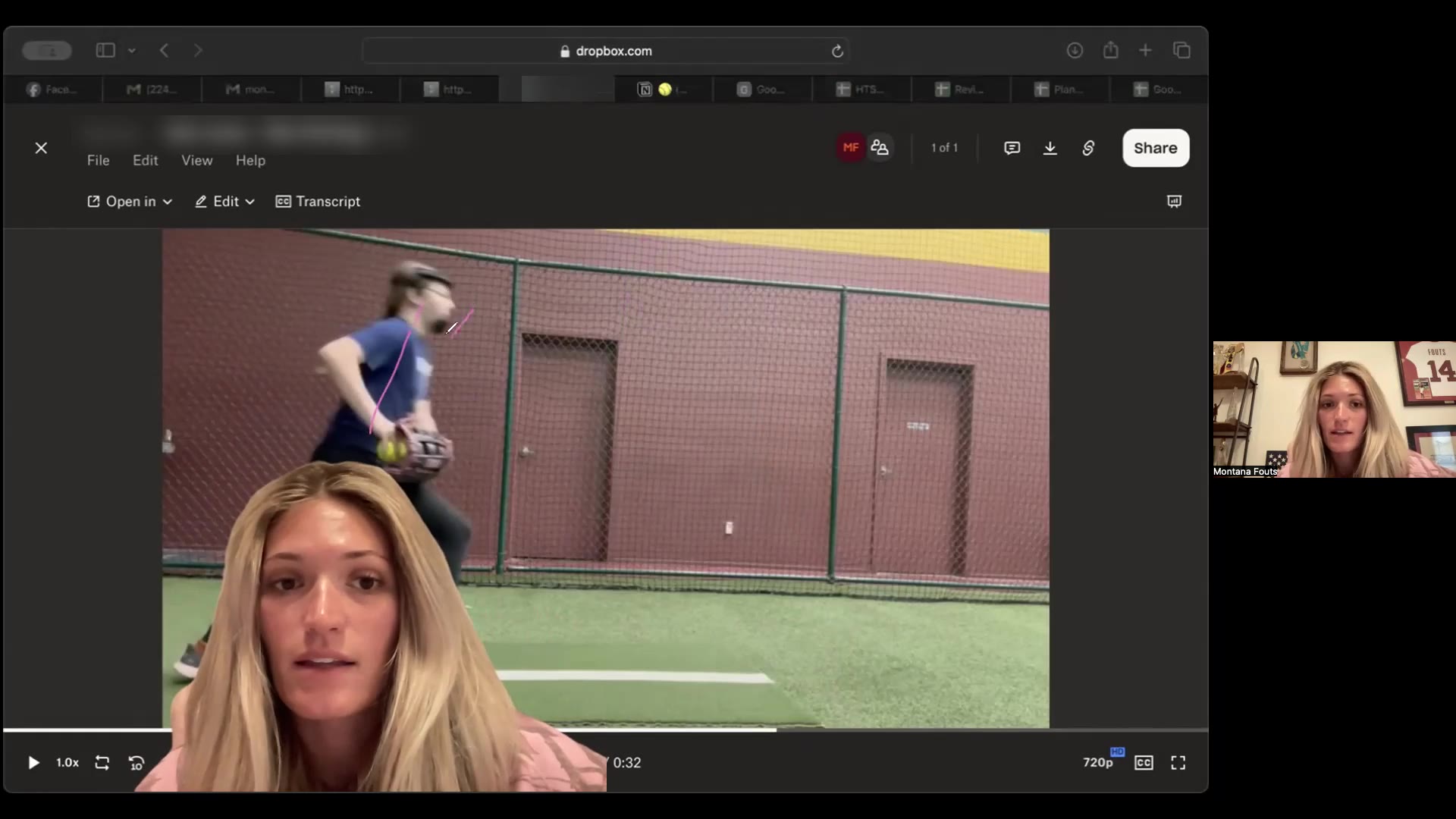 Montana Fouts breaking down a pitcher's video